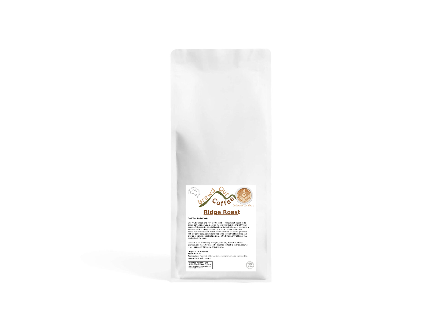 Ridge Roast. A smooth, balanced blend perfect for a latte.