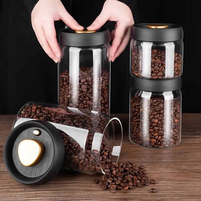 Coffee Storage Vacuum-Pumped Glass Airtight Jar for Long-Lasting Freshness